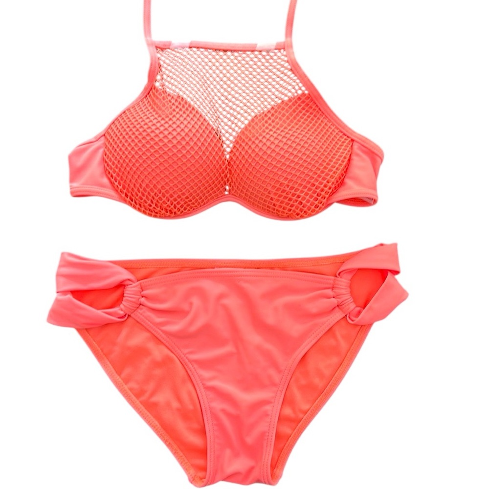 NWOT Vibrant Coral Women's Mesh Swim Set